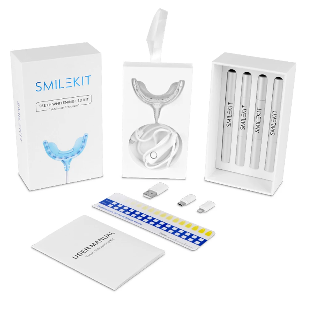 Teeth Whitening With Peroxide - Smart Timing 16 LED Kaltlicht Zahnaufhellungsset