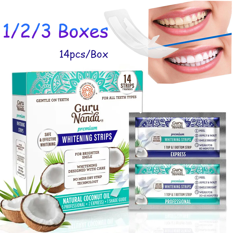Teeth Whitening Oil Pulling - 14 Stück/Box Kokosnussöl Zahnaufhellungsstreifen, Aufhellungsstreifen zur