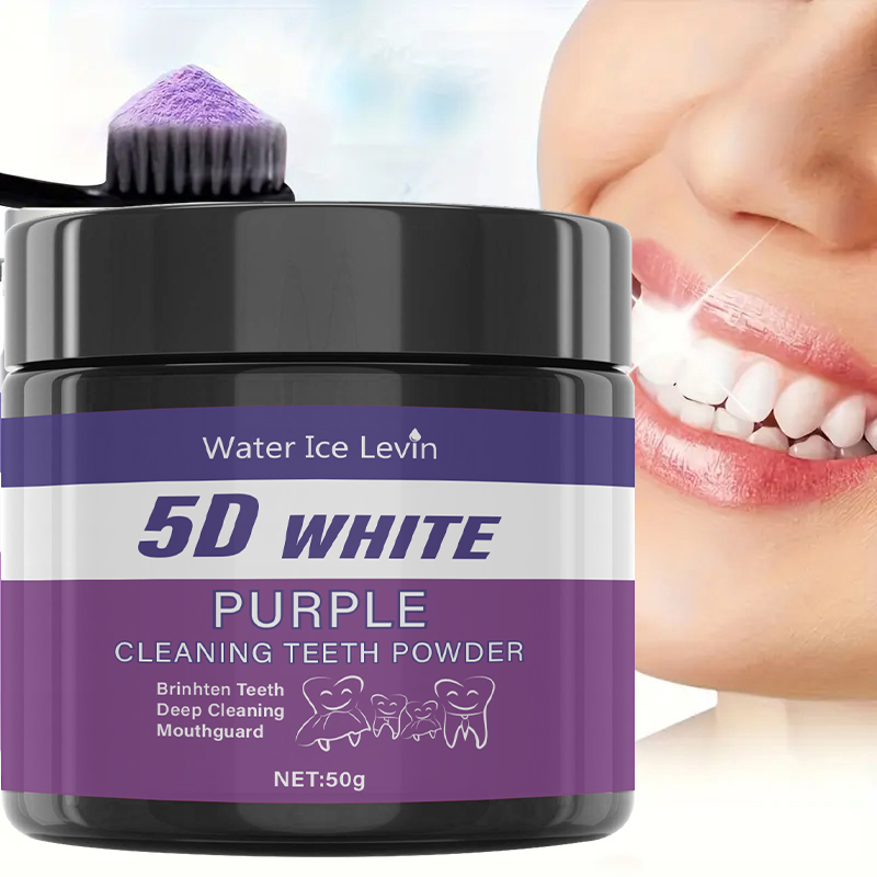 Teeth Whitening Oil Pulling - 5D weißes Zahnpulver. Purple Mint Fresh