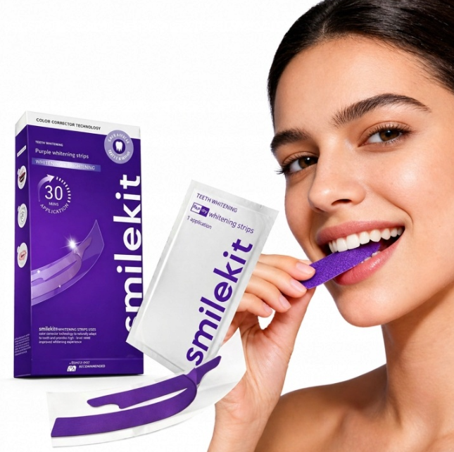 Teeth Whitening With Peroxide - 7/14 Paar Zahnaufhellungs-Pflaster-Set der Marke SmileKit