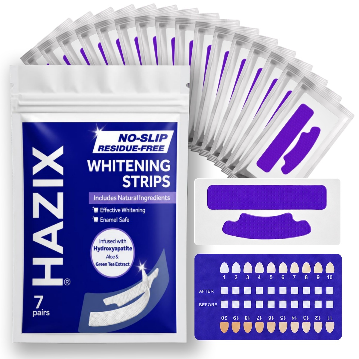 Teeth Whitening Oil Pulling - KHAZIX Zahnaufhellungsstreifen 7 Paar, einfach zu