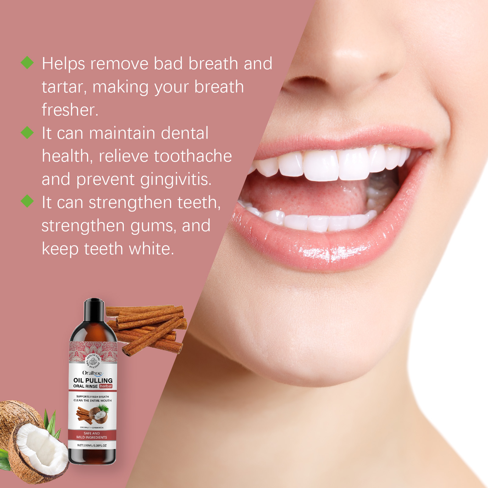 Kokosnuss-Ziehöl, Mundwasser,  – Teeth Whitening Oil Pulling Bewertung und Preis